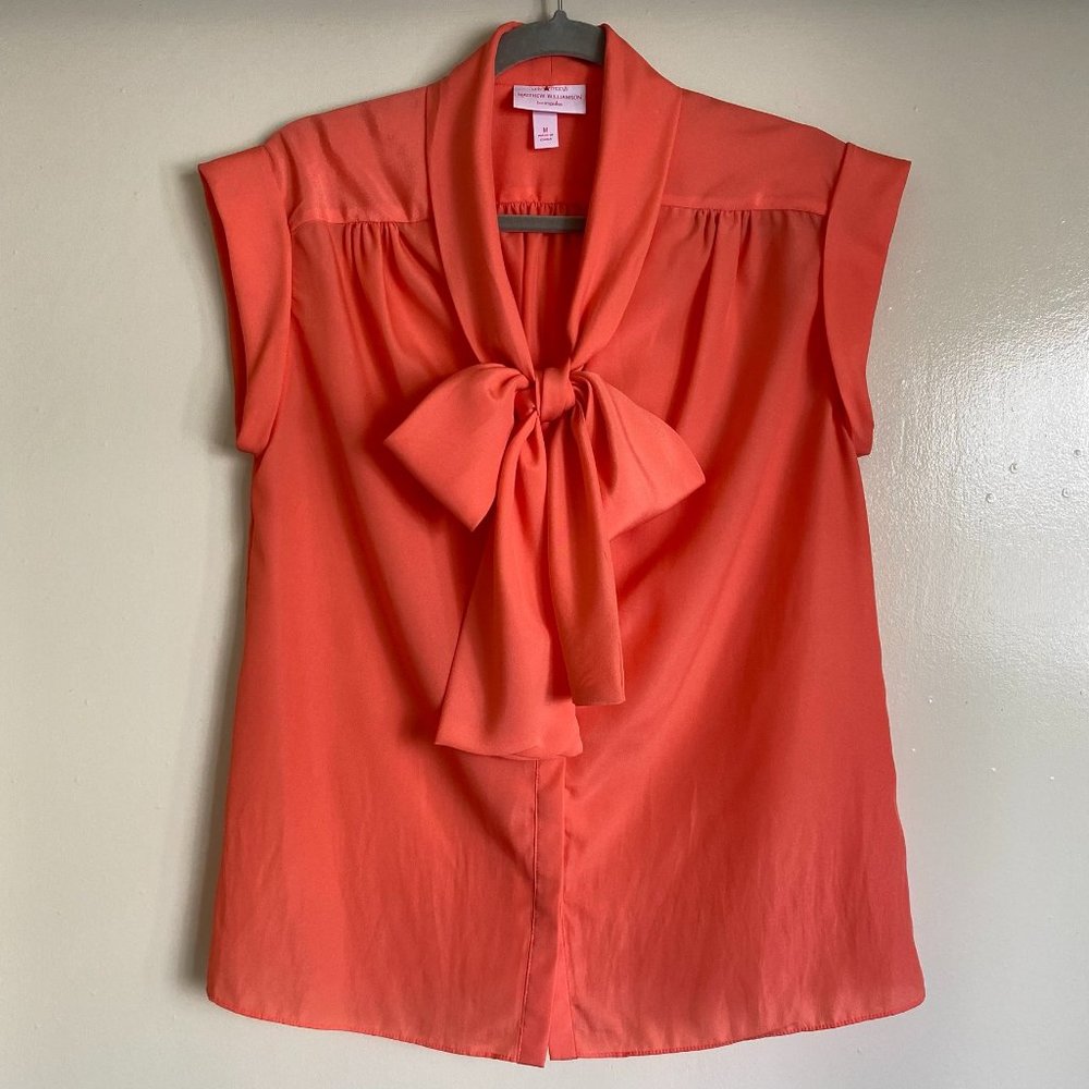 Matthew Williamson Button Up Blouse Bow Tie Neck